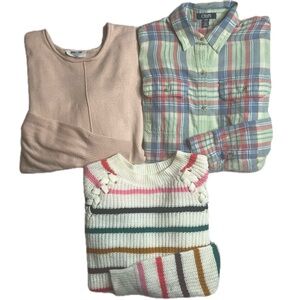 Woman’s Pullover Sweaters & Button Down Shirt Bundle size Medium